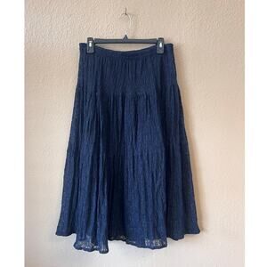 Vintage 90s navy blue lace skirt size M